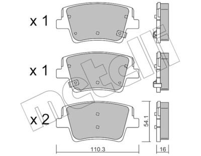 Фото автозапчастини колодки гальмівні (задні) Hyundai Santa Fe IV 18- (+ датчики) Metelli 2212840