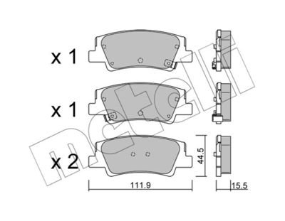 Фото автозапчастини колодки гальмівні (задні) Hyundai Tucson 20-/Kia Niro 22- (+ датчики) Metelli 2212990 (фото 1)