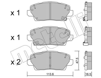 Фото автозапчастини колодки гальмівні (передні) Hyundai Kona 19-/Kia Picanto 17- Metelli 2213020