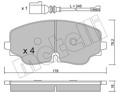 Фото автозапчасти колодки гальмівні (передні) VW Golf VIII/Tiguan 20- (ZF) (+датчик) Metelli 2213160