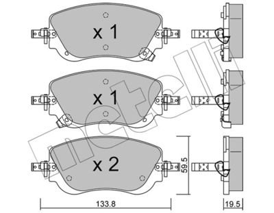 Фото автозапчасти колодки гальмівні (передні) Fiat 500 e 20-/Tipo 20- (+ датчики) Metelli 22-1325-0