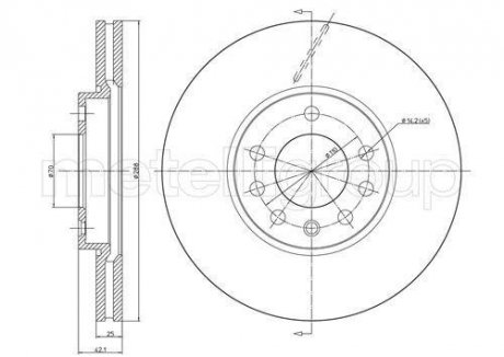 Фото автозапчасти диск гальмівний (передній) Opel Vectra B 95-03/Saab 900 93-02 (288x25) Metelli 23-0605C