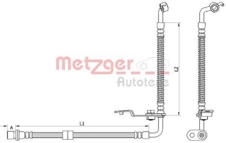 Шланг гальмівний (передній) Mazda 6 07-13 (R) (600mm) METZGER 4110878