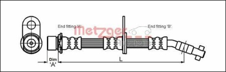 Фото автозапчасти шланг гальмівний METZGER 4112167