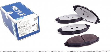 Комплект гальмівних колодок передня CHEVROLET MATIZ, SPARK; DAEWOO LANOS, MATIZ 0.8-1.5 05.97- MEYLE 025 232 4117/PD (фото 1)