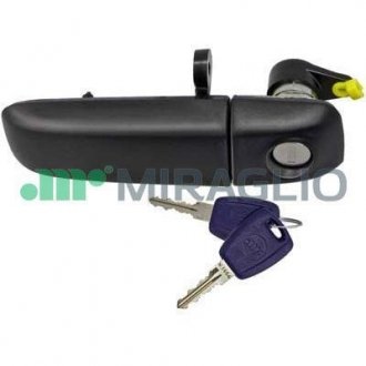 Дверная ручка перед левая (наружная, с отверстием для замка, черная) FIAT PANDA 09.03- MIRAGLIO 80/488SC