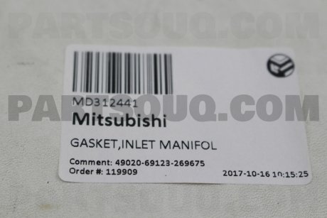 Фото автозапчасти прокладка впускного колектора MITSUBISHI MD312441