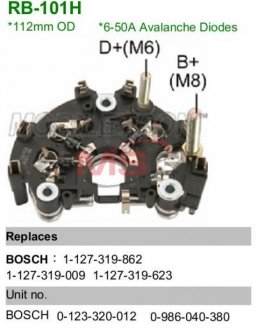 Фото автозапчасти диодный мост MOBILETRON RB101H