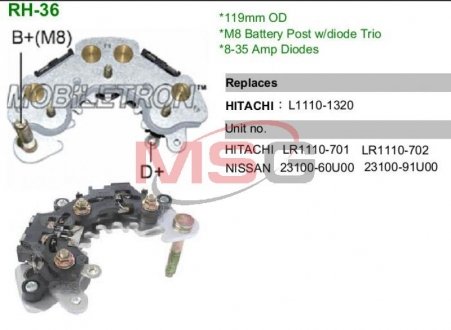 Фото автозапчасти діодний міст MOBILETRON RH-36