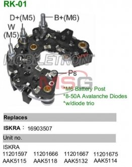 Фото автозапчасти випрямляч діодний MOBILETRON RK01
