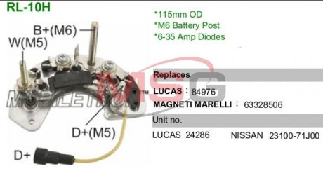 Фото автозапчасти выпрямитель MOBILETRON RL10H
