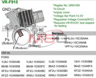 Фото автозапчасти регулятор генератора MOBILETRON VRF910