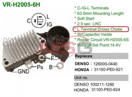 Фото автозапчасти регулятор генератора Honda (31150PE0921) MOBILETRON VR-H2005-6H