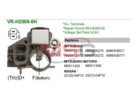 Регулятор напруги генератора MOBILETRON VR-H2009-6H (фото 1)