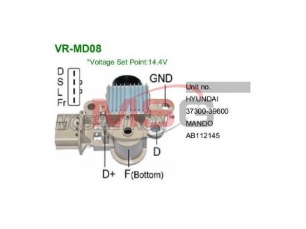 Регулятор генератора Hyundai (3737038310) MOBILETRON VR-MD08 (фото 1)