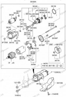 Фото автозапчасти пружина щетки Coupe 2006, / Elantra 2006, / Grandeur 1999, / I30 2007 MOBIS 3616237300