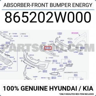 Поглинач енергії бампера переднього MOBIS 865202W000