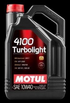 Фото автозапчастини масло двигателя 4100 TurboLight 10W-40 5L Motul 100357