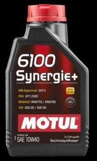 Фото автозапчасти мастило моторне 6100 SYNERGIE+ SAE 10W40 (1L) 839411 Motul 102781