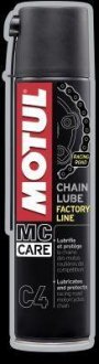 Смазка всех типов цепей дорожных спортивных мотоциклов C4 Chain Lube Factory Line 400 мл Motul 102983
