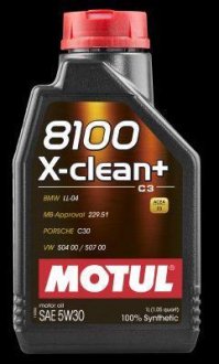 Масло моторное синтетическое Мотул ' 8100 X-Cлеан+ 5W-30', 1л (102259=) Motul 106376