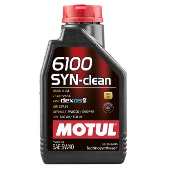 Фото автозапчастини олія 6100 SYN-CLEAN 5W-40, 1л. Motul 107941.