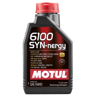 Фото автозапчастини олія 6100 SYN-NERGY 5W-40, 1л. Motul 107975.