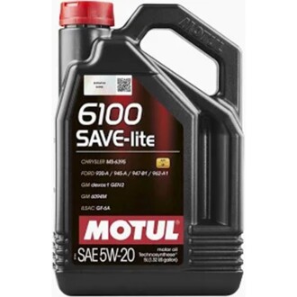 Фото автозапчастини олія 6100 SAVE-LITE 5W-20, 5л. Motul 108033.