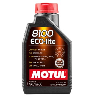 Фото автозапчастини масло моторне синтетичне ' 8100 Eco-lite SAE 5W-30', 1л Motul 108212 (фото 1)