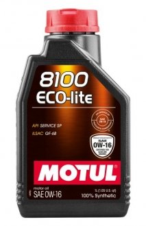 Фото автозапчастини олива для двигуна 8100 ECO-LITE 0W16 1L API RC; SP Motul 110376