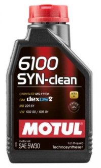 Масло 5W30 6100 SYN-clean (1L) (CHRYSLER MS-11106/GM dexos2TM/Mercedes 229.51/Volkswagen 502 00/505 01) Motul 814211 (фото 1)