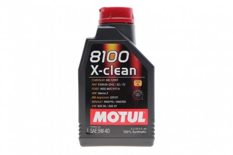 Фото автозапчасти масло 5W40 X-clean 8100 (1L) (LL-04/MB 229.51/505 00/505 01) (102786) Motul 843411 (фото 1)