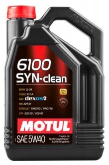 Моторное масло 5W40 6100 SYN-clean (4L) (BMW LL-04/GM-OPEL dexos2TM/MB 229.51/VW 505 00/505 01) (107942) Motul 854250