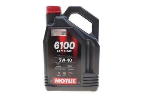 Фото автозапчасти олива 5W40 6100 Syn-clean (4L) (ACEA C3/API PERFORMANCE SP) (113115) Motul 854350 (фото 1)