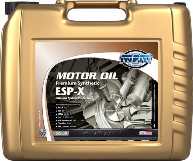 Фото автозапчасти моторное масло Premium Synthetic ESP-X/5W30/20л. / (ACEA C3, API SP, VW 504.00/507.00) MPM 05020ESP-X