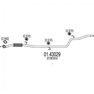 Фото автозапчасти проміжна труба вихлопної системи MTS 01.43029