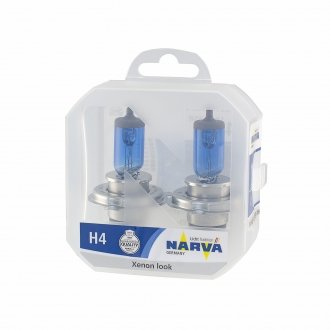Лампа галлогенная TWIN SET H4 12V 60/55W RANGE POWER WHITE (пр-во) Narva 48680S2 (фото 1)