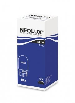 Лампочка вспомогательная, 10шт, W21W, 12В, max. 21Вт, тип гнезда W3X16D NEOLUX NLX582K10SZT (фото 1)