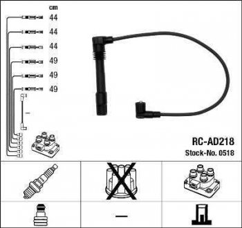 Комплект кабелів високовольтних NGK 0518 RC-AD218