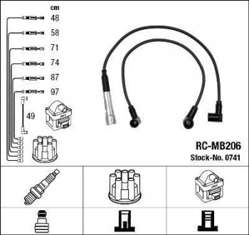 Комплект проводов зажигания. NGK 0741 (фото 1)