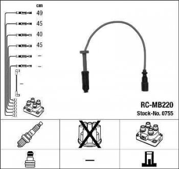 Фото автозапчастини комплект кабелів високовольтних NGK 0755 RC-MB220