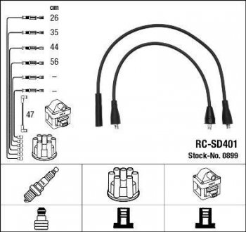 Комплект проводов зажигания. NGK 0899 (фото 1)