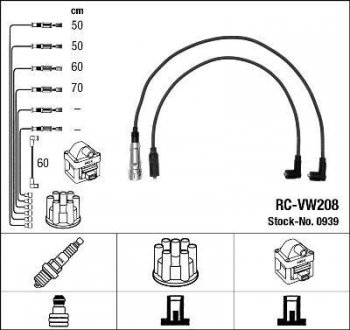 Комплект проводов зажигания. NGK 0939 (фото 1)