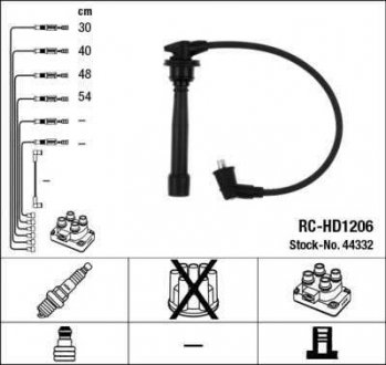 Комплект кабелів високовольтних NGK 44332 RC-HD1206