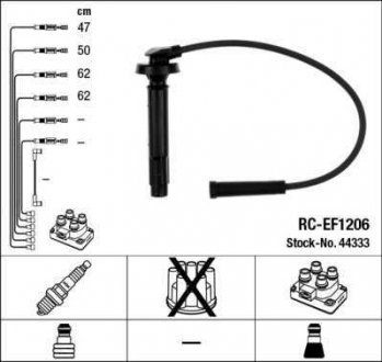 Комплект кабелів високовольтних NGK 44333 RC-EF1206 (фото 1)