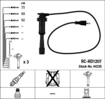 Фото автозапчастини набір проводів запалювання RC-HD1207 HYUNDAI GRANDEUR KIA CARNIVAL 3,5 02- NGK 44335