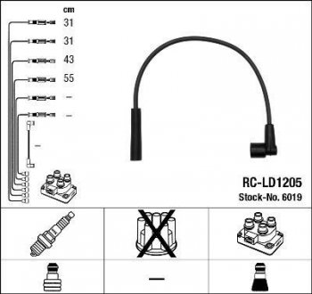 Комплект проводов зажигания. NGK 6019 (фото 1)