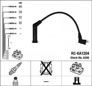 Комплект кабелів високовольтних NGK 6299 RC-KA1204 (фото 1)