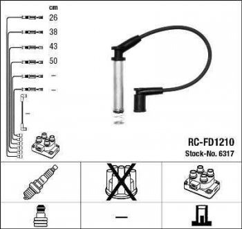 Комплект кабелів високовольтних NGK 6317 RC-FD1210 (фото 1)
