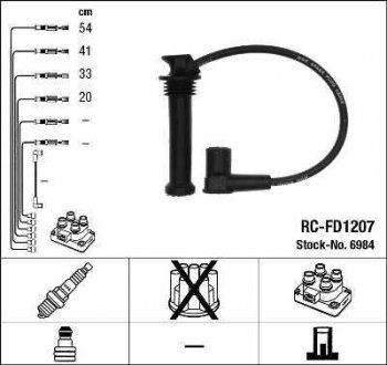 Комплект кабелів високовольтних NGK 6984 RC-FD1207 (фото 1)